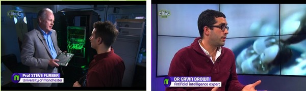 Screengrabs of Steve and Gavin on the BBC